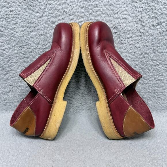 George Cox Walk Elastic Womens Size 7 Slip On Shoes Burgundy Leather Crepe Sole - Picture 6 of 11